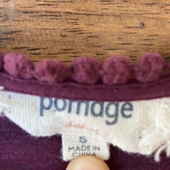 Anthropologie Porridge Women’s Small Short Sleeve Eyelet Lace Top Plum Purple - Picture 10 of 10